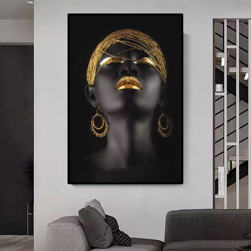 188 African Inspired Canvas - Modern African Woman wall art - African canvas print , portrait of African girl , modern decoration.jpg