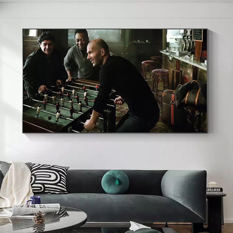 199 Pele , Maradona , Zidane canvas print - table Zidane- Pele Canvas football - Pele king of football wall art , Posters Maradona.jpg