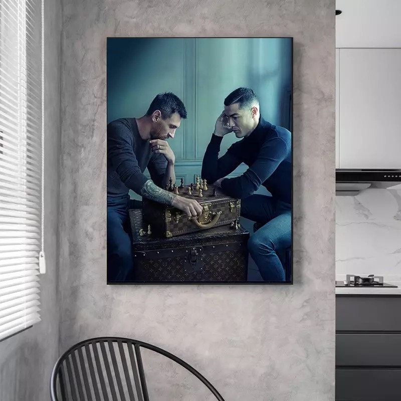 200 Messi and Ronaldo game of chess canvas print - Messi painting , Ronaldo Canvas football - Messi wall art , Ronaldo Posters.jpg