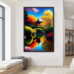 204 japan art canvas , meditation posters, japan wall art, japanese painting, zen painting, yoga pai