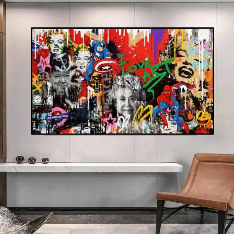 210 Canvas Pop Art Marilyn Monroe , pop art queen of England - pop culture painting - graffiti painting - banksy street art - banksy painting.jpg