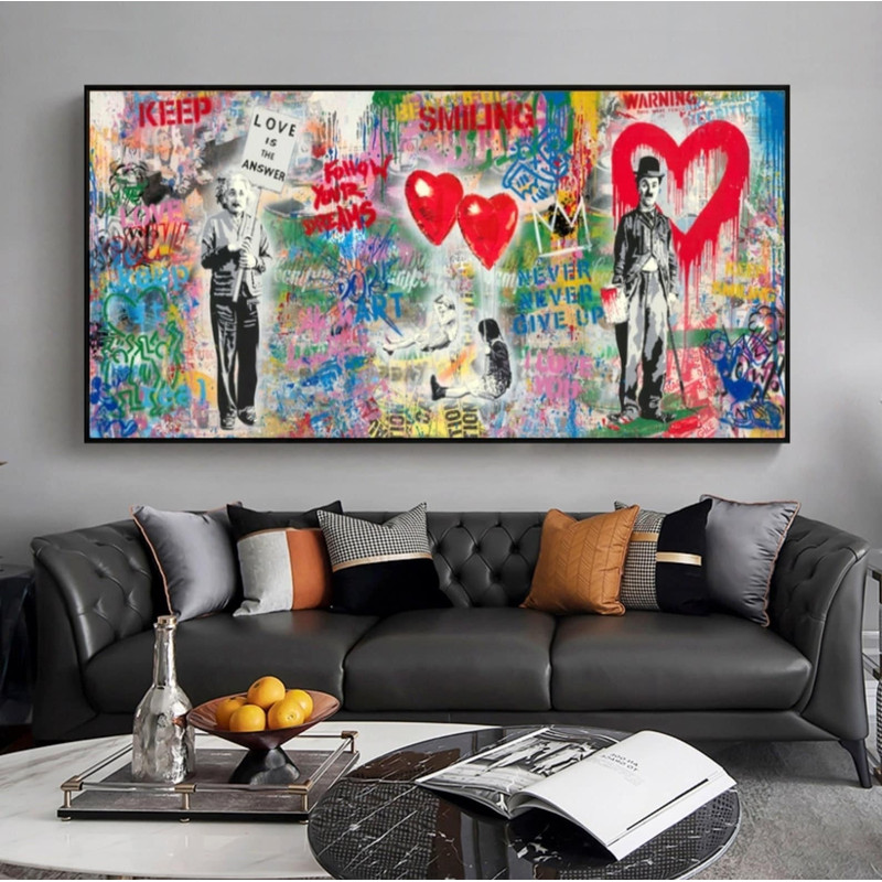 36 Toile Pop Art banksy - tableau pop culture - tableau graffiti - banksy street art - banksy tableau - toile banksy - Love is the answer.jpg