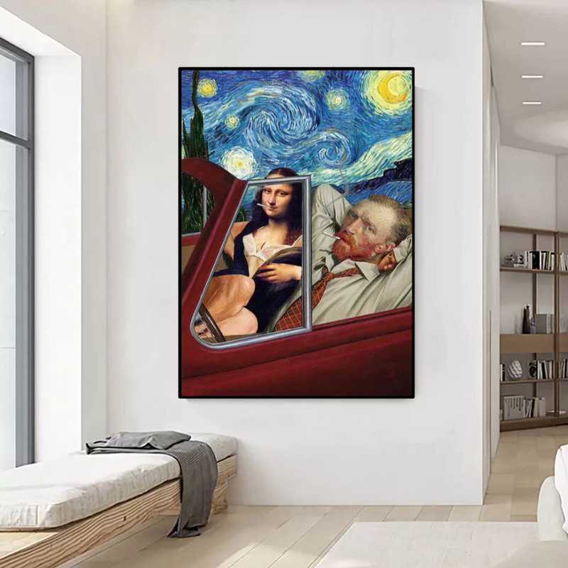 48 Mona Lisa canvas - Da Vinci Print - Da Vinci canvas - Mona Lisa canvas - van Gogh wall art - Van Gogh painting - Mona Lisa print.jpg