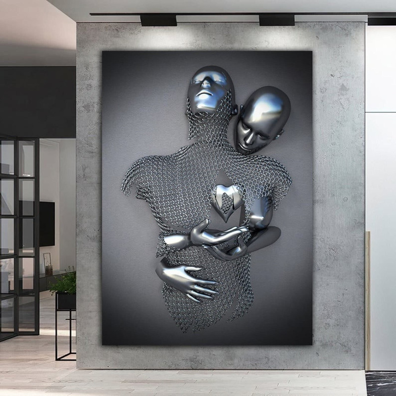 67 Silver human canvas - Love Heart, art print, Wall art, Couple wall art, 3D effect art, 3D effect painting, canvas 3D effect.jpg