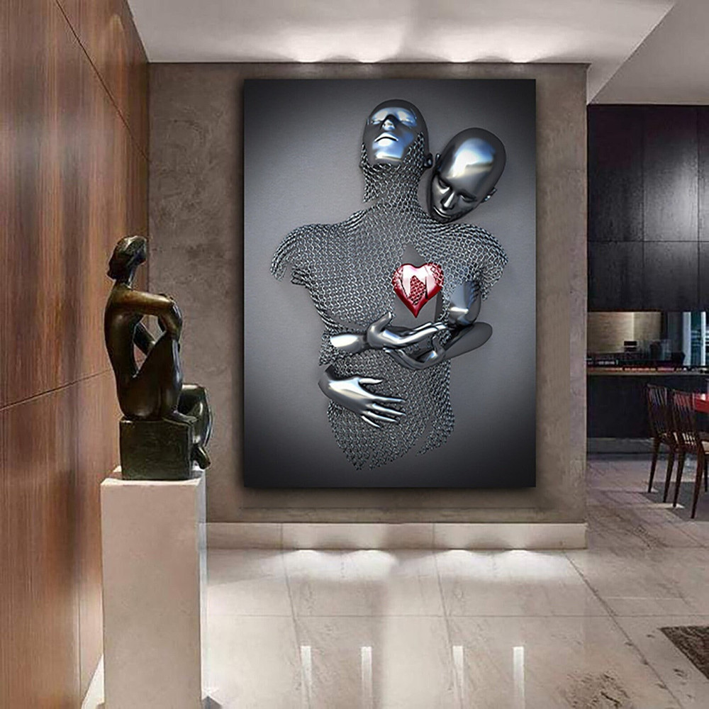 68 Silver human canvas - Love Heart, art print, Wall art, Couple wall art, 3D effect art, 3D effect painting, canvas 3D effect.jpg