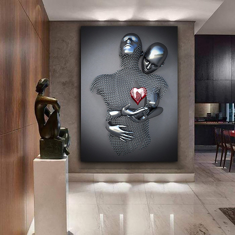 68 Silver human canvas - Love Heart, art print, Wall art, Couple wall art, 3D effect art, 3D effect painting, canvas 3D effect.jpg