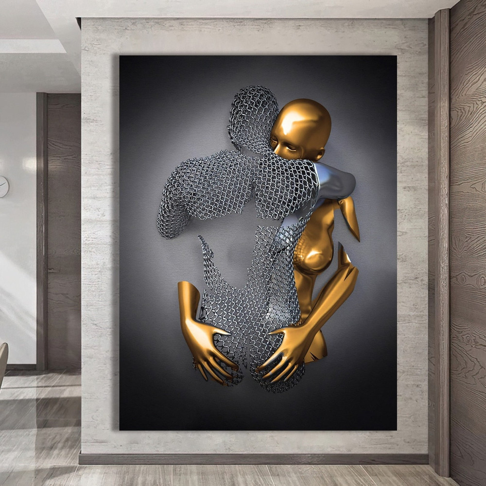 69 Silver human canvas - Love Heart, art print, Wall art, Couple wall art, 3D effect art, 3D effect painting, canvas 3D effect.jpg