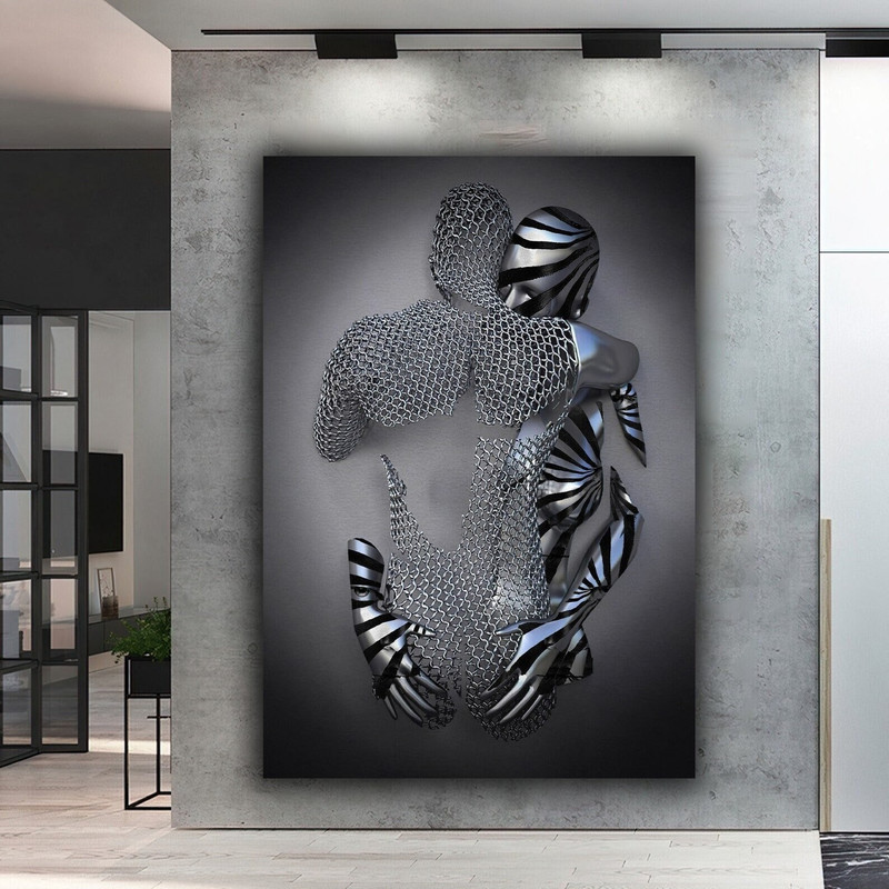 70 Silver Human Canvas - Love Heart, Art Print Wall Art, Couple Wall Art, 3D effect canvas, 3D effect art, 3D effect painting.jpg