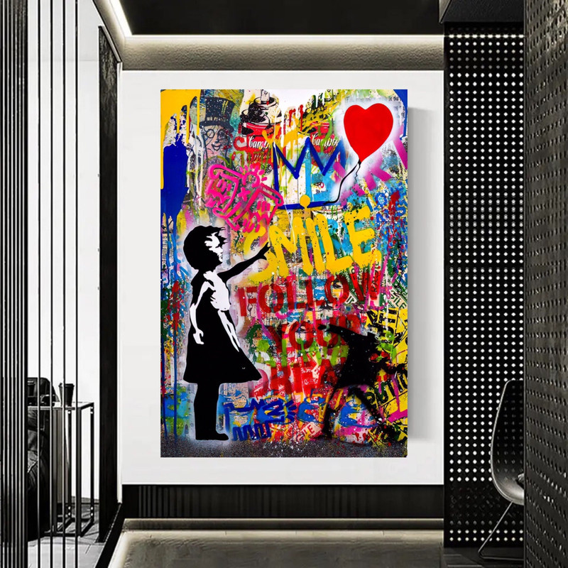 83 Banksy Pop Art canvas - pop culture painting - graffiti painting - banksy street art - banksy painting - Banksy the girl with the balloon.jpg