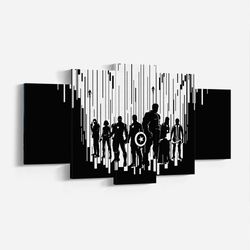 avengers black and white canvas poster, marvel wall decor, ironman, spiderman, hulk, wall art, high