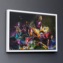 avengers endgame, avengers canvas poster, ironman, spiderman, hulk, captain america, thor, high qual