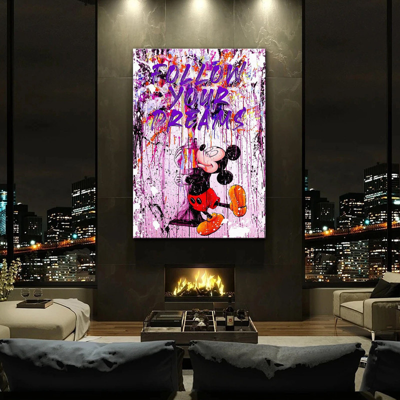 Banksy Mickey Mouse Graffiti Paint Art Wall Decor, Disney Poster, Banksy Wall Decor, Pop Culture, Money Pop Art Gift for Mickey Mouse Lovers.jpg