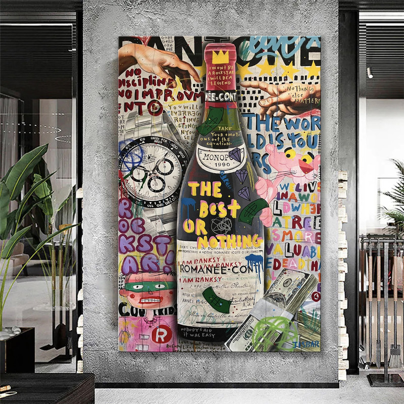 Banksy Pantone Time Wine Graffiti Pop Art Canvas, Banksy Style Pop Art, Pantone Wine Pop Art, Street Graffiti Wall Art, Banksy Poster.jpg