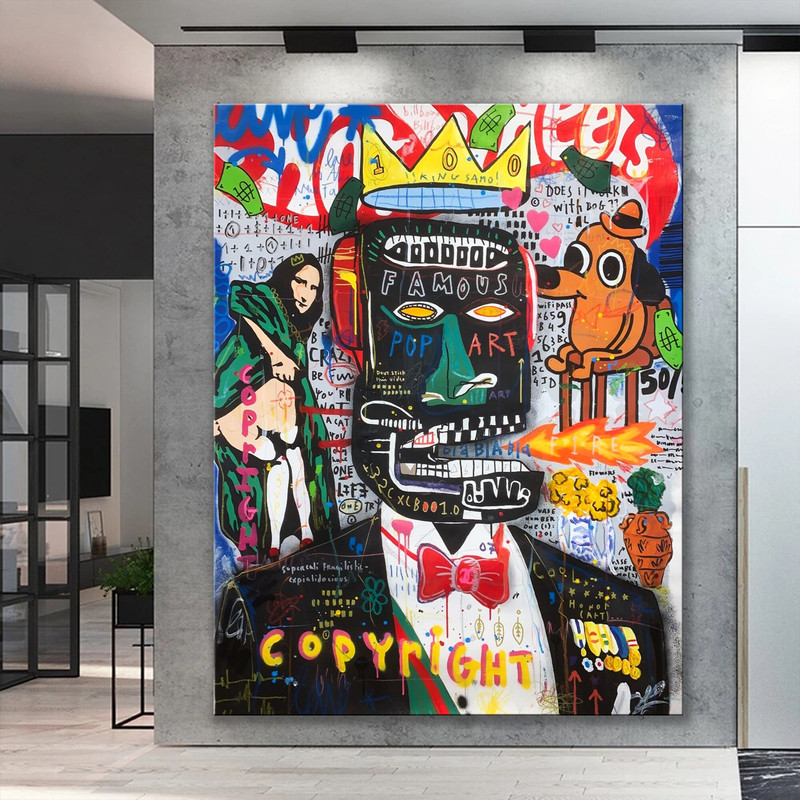Banksy Style Basquiat Canvas Pop Art, Banksy Pop Art, The Man Canvas Pop Art, Street Graffiti Wall Art, Banksy Poster.jpg