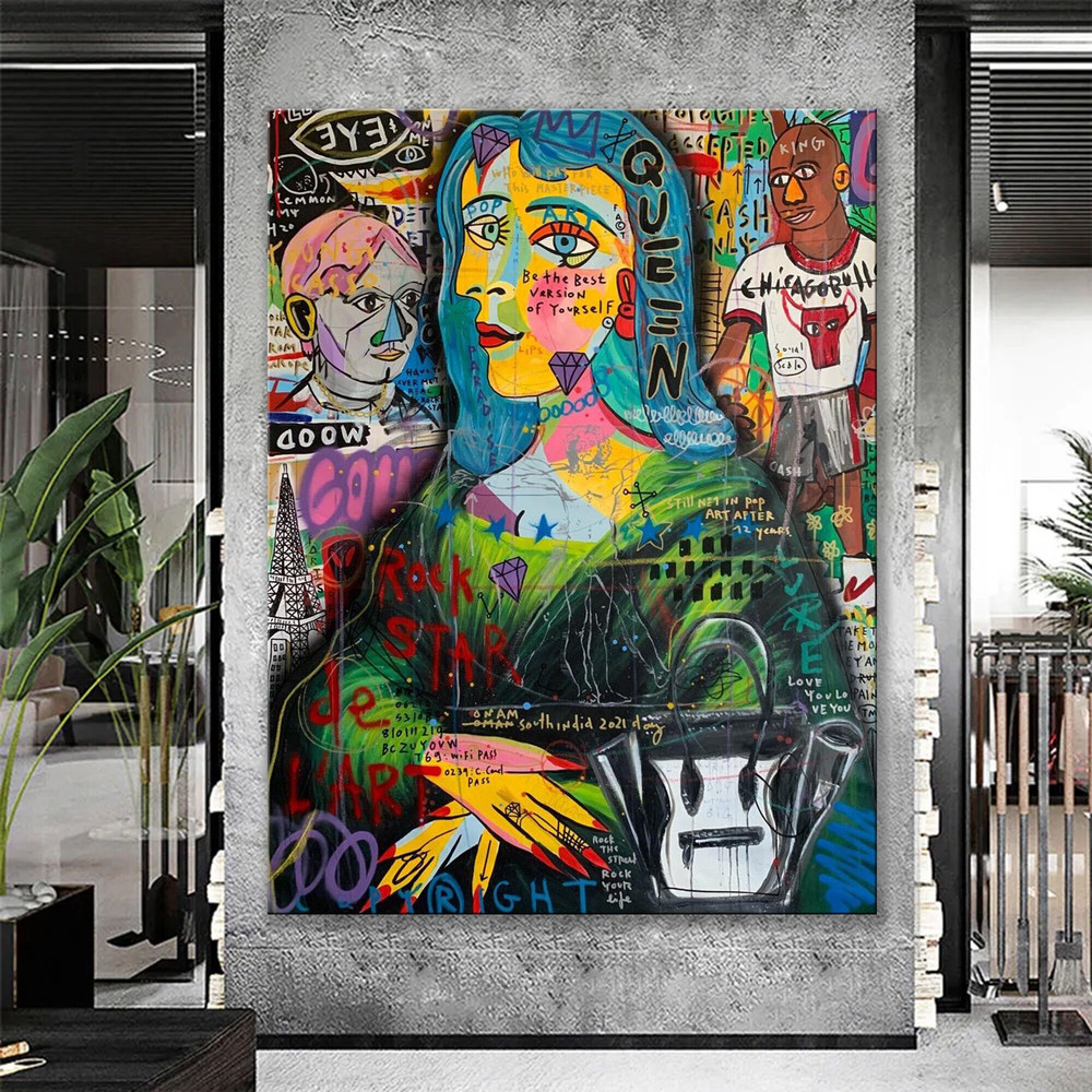 Banksy Style Cubic Mona Lisa Pop Art Canvas, Picasso Style Mona Lisa Graffiti Pop Art Poster,Luxury Decor, Christmas Gift.jpg