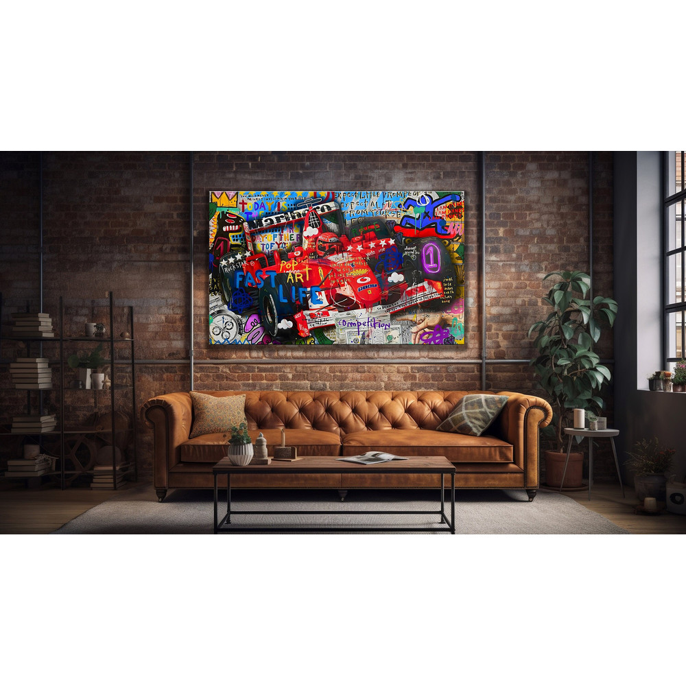 Banksy Style Ferrari Scuderia Formula 1 Canvas Artwork, Banksy Ferrari Street Graffiti Art Ferrari Pop Art, Formula, Sport Car Canvas Gift.jpg