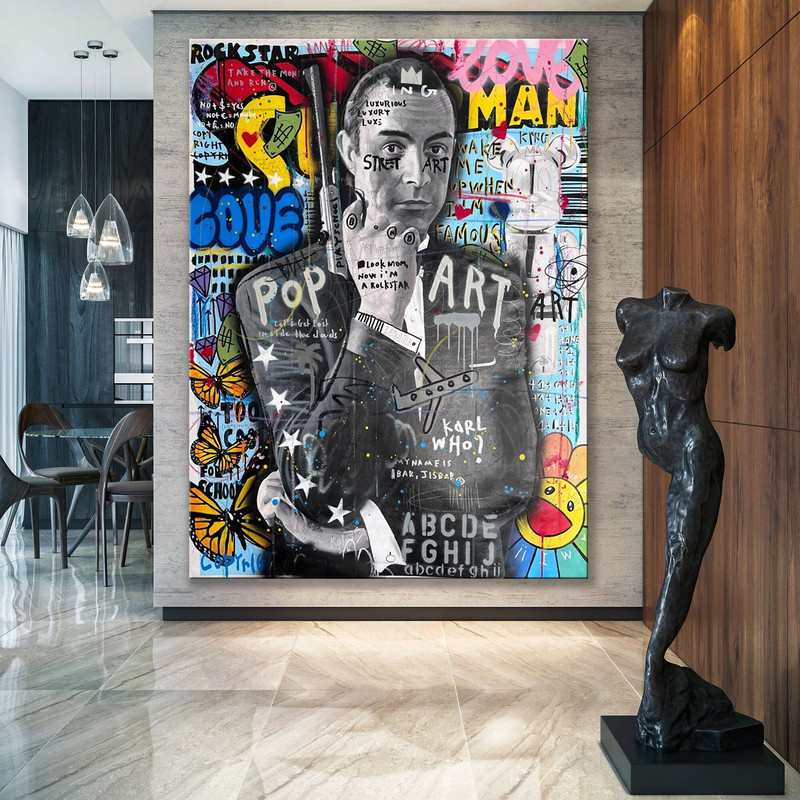 Banksy Style James Bond Pop Art Canvas, Banksy Graffiti Artwork Poster, Luxury Decor, 007 James Bond, Sean Connery.jpg
