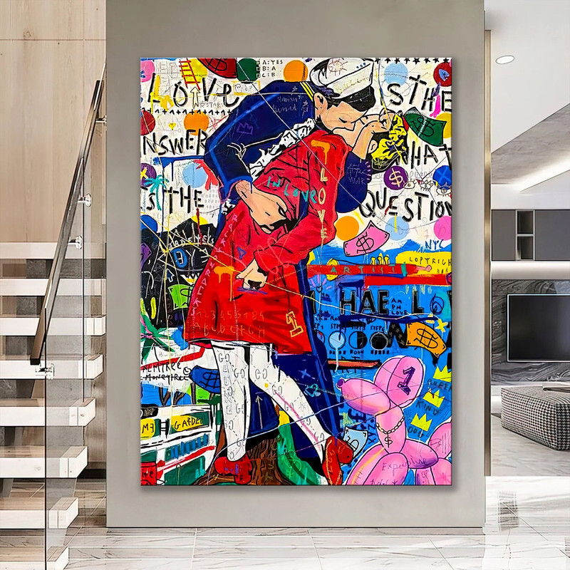 Banksy Style Pop Art Victory Kiss Canvas Painting Graffiti Art Poster Print Street Wall Art Picture For Living Room Home Decoration.jpg