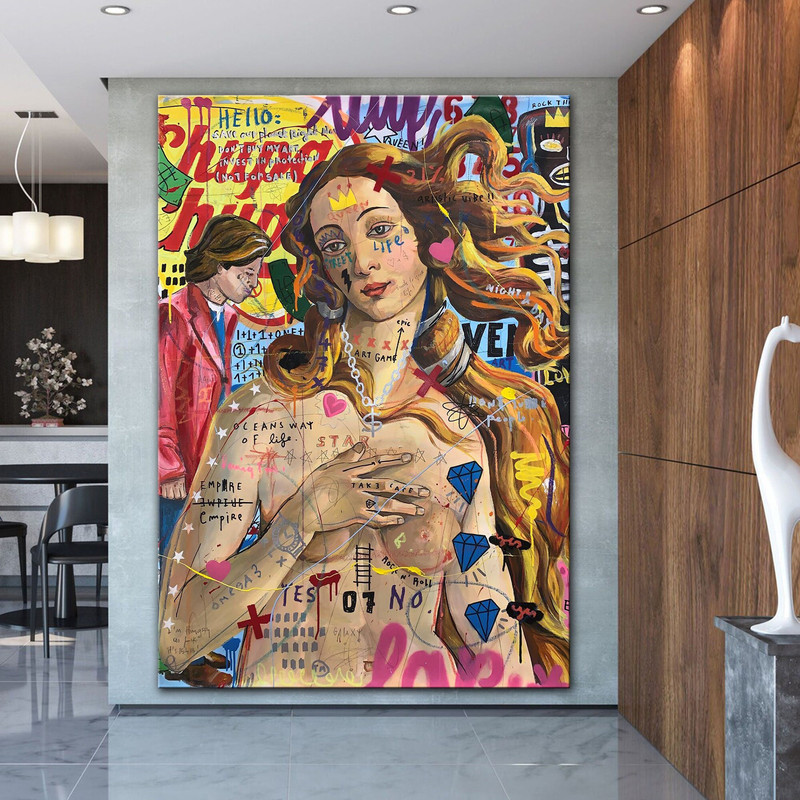 Banksy The birth of Venus Graffiti Pop Art Canvas, Banksy Venus Style Pop Art, Sandro Botticelli Pop Art , Street Graffiti Wall Art.jpg