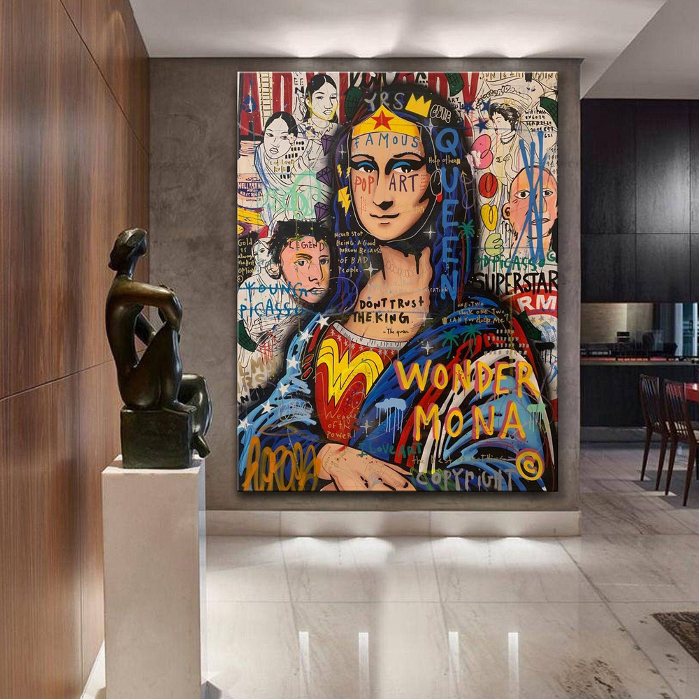 Banksy Wonder Mona Lisa Graffiti Pop Art Canvas, Banksy Style Pop Art, Mona Lisa Pop Art , Street Graffiti Wall Art, Mona Lisa Poster.jpg