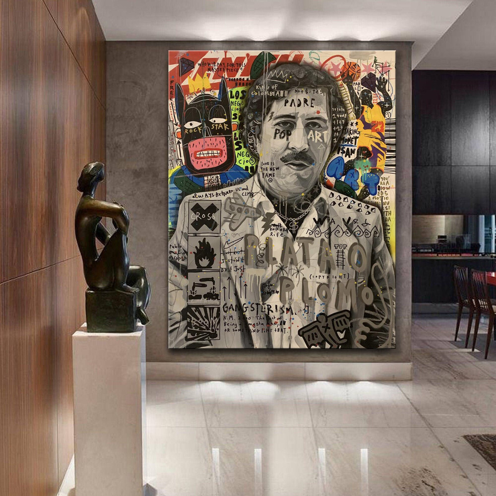 Banksy, King of Colombia, Plata O Plomo, Padre Graffiti Pop Art Canvas, Banksy Style Pop Art, Street Graffiti Wall Art, Narcos Poster.jpg