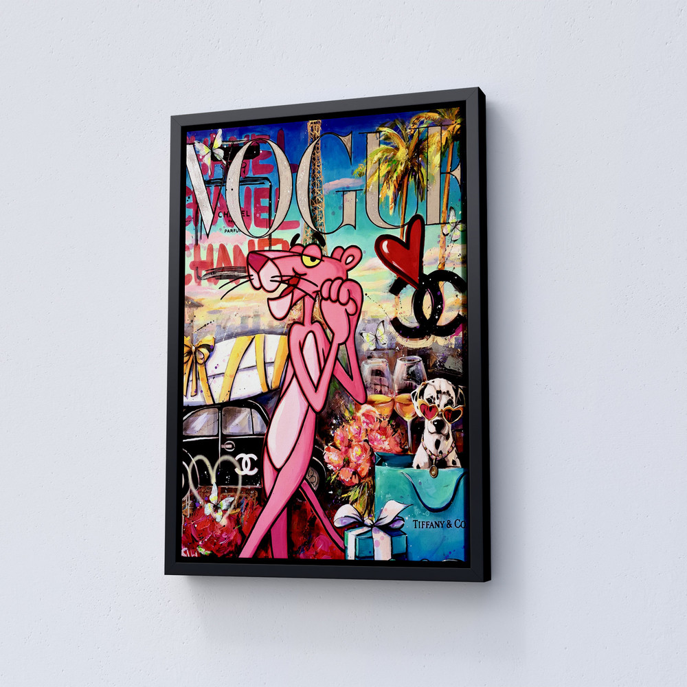Banksy, Pink Panther in Paris Wall Decor, Vogue Poster, Porsche, Banksy Wall Decor, Pop Culture, Eiffel Tower Pop Art Gift for Valentine Day.jpg