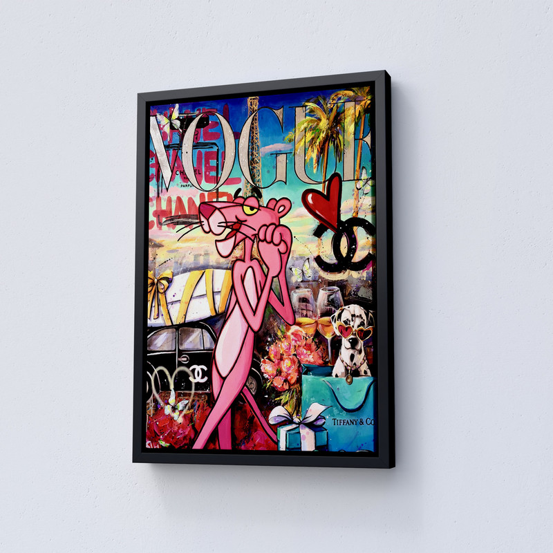 Banksy, Pink Panther in Paris Wall Decor, Vogue Poster, Porsche, Banksy Wall Decor, Pop Culture, Eiffel Tower Pop Art Gift for Valentine Day.jpg