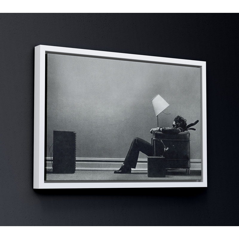 Blown Away Guy Maxell Ad 1979 Steve Steigman Canvas Decor, Music Poster, BlackWhite Framed Canvas Wall Art, Ready To Hang.jpg