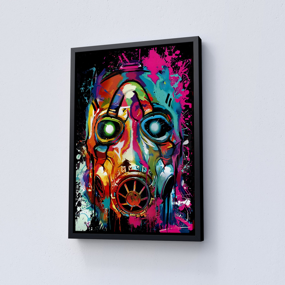 Borderlands Psycho Gas Mask Framed Canvas, Wrapped Canvas Wall Decor, Borderlands Poster, Borderlands 3, Wall Decor Gift for Gamers-1.jpg