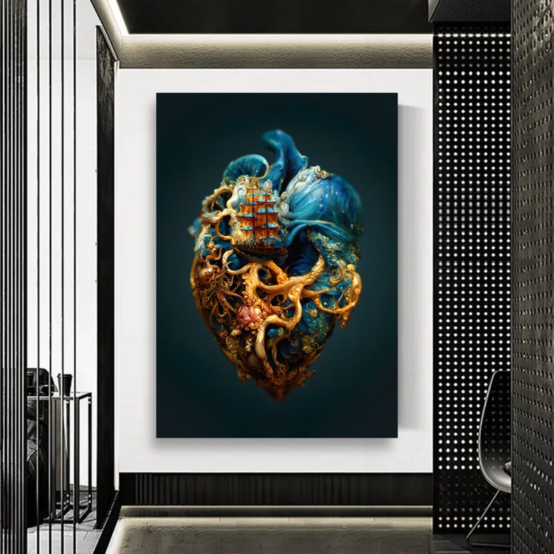 Brave Heart canvas , Heart painting , Heart painting , Heart Wall Art , Spiritual painting , Boat painting , Posters of heart.jpg