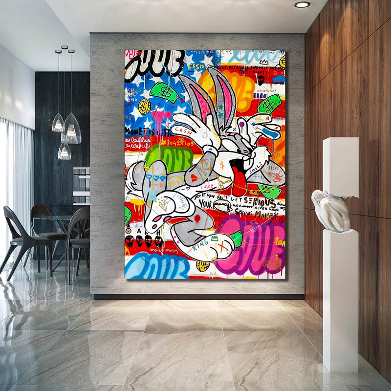 Bugs Bunny Banksy Pop Art Canvas Print - Bugs Bunny Pop Art Graffiti Wall Art, Pop Art Graffiti Home Decor, Pop Art Room Decor.jpg