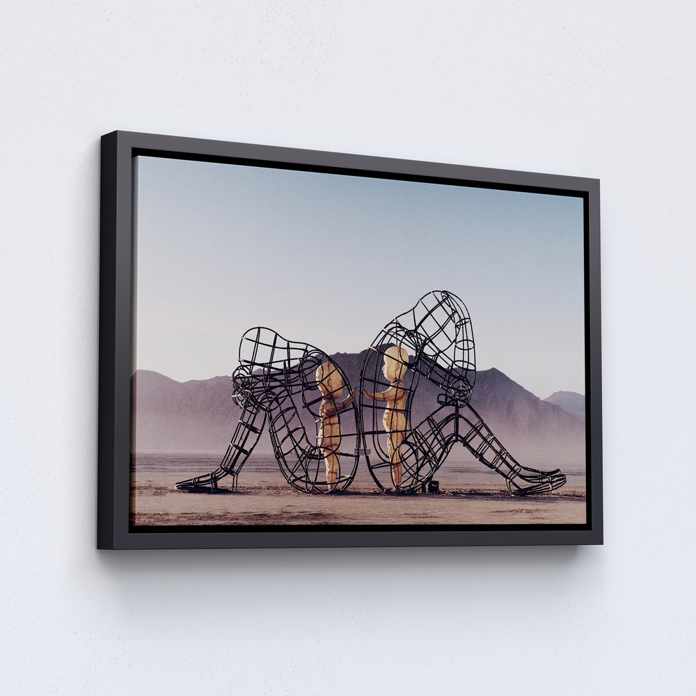 Burning Man Festival, Child Sculpture, Wall Art Powerful, Love Canvas Print,Alexander Milov, Two People Turning Their Backs On Each Other.jpg