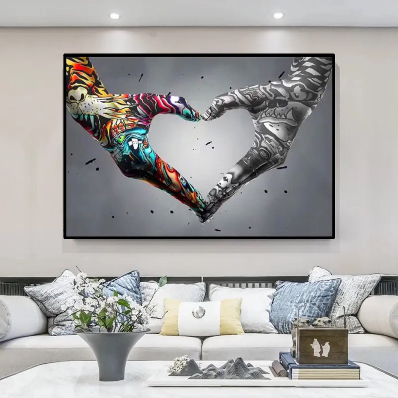 Canvas Pop Art Love - pop culture painting - graffiti painting - street art canvas, pop culture wall art - Banksy painting, heart print.jpg