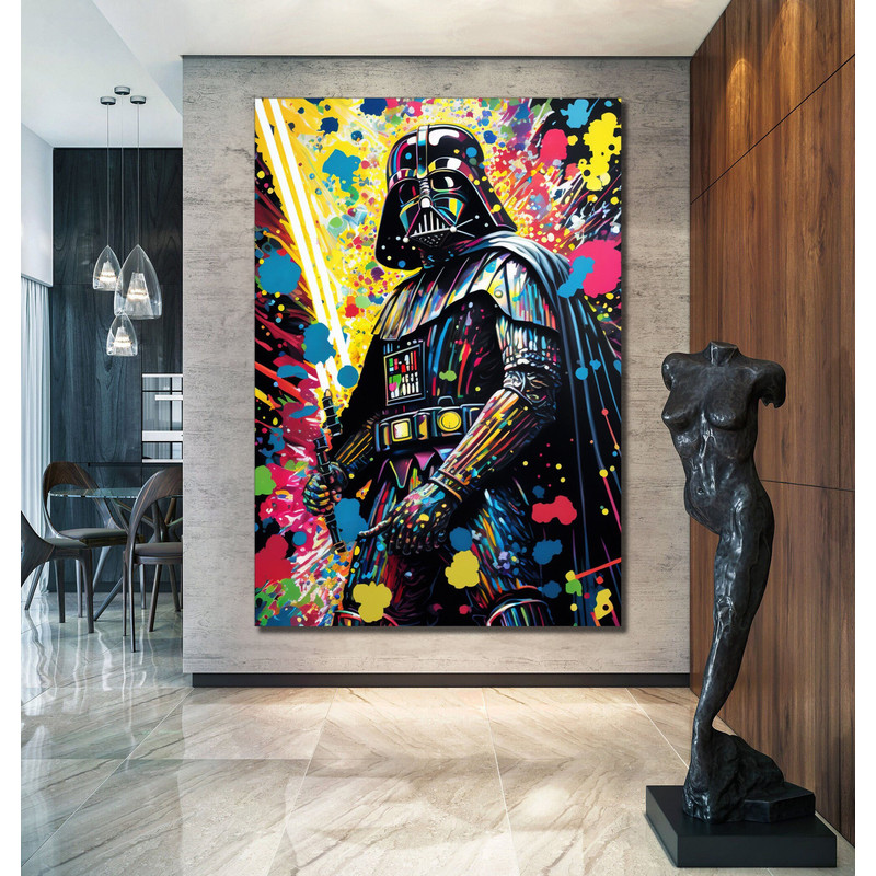 Darth Vader Lightsaber Painting Pop Art Canvas Wall Art, Darth Vader Oil Paint Printing, Darth Vader Art, Starwars Graffiti, Graffiti Art.jpg