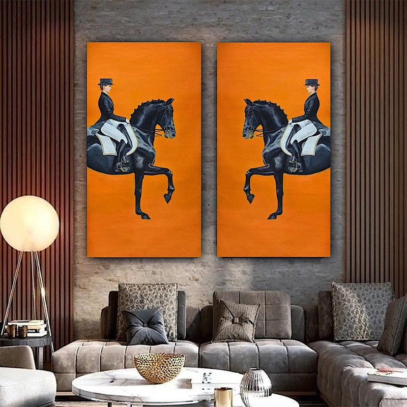 Elegant Horse Canvas Painting, Horse Painting, Horse Riding Painting, Horse Painting, Hermes Horse Painting, Hermes Painting,.jpg