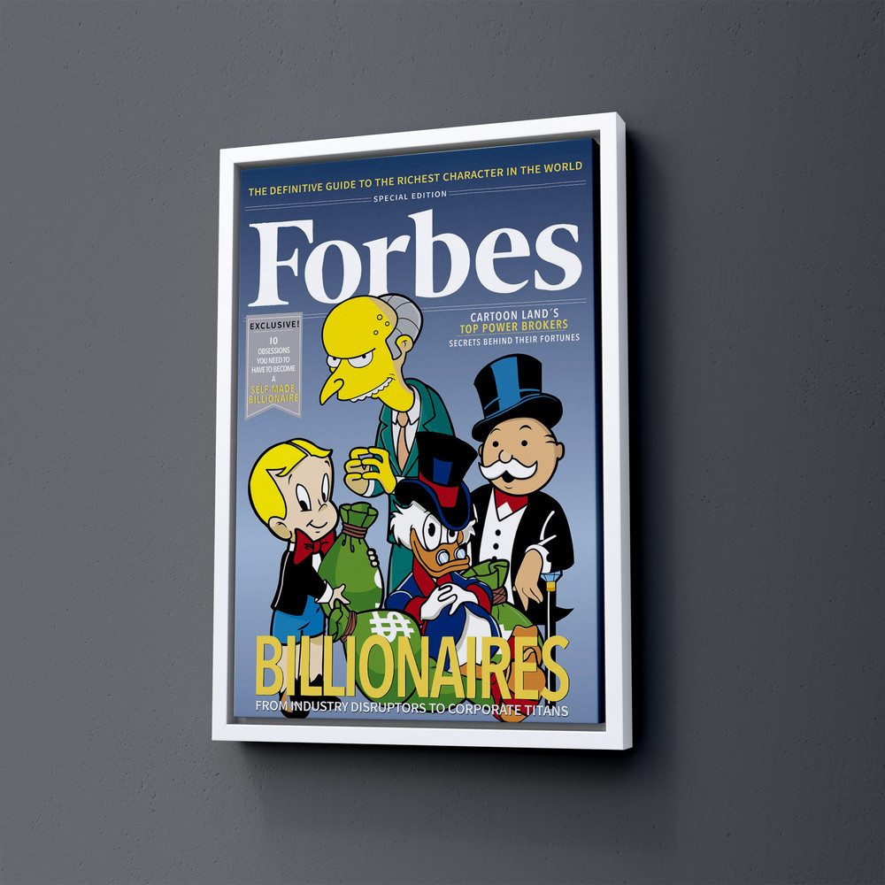 Forbes Magazine Billionaires Poster Mr Monopoly, Richie Rich, Scrooge McDuck, Montgomery Burns Wall Art Home Decor, Valentine's Day Gift.jpg