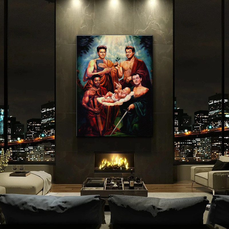 Ghostbusters, Vintage Fabulous Four Canvas Wall Art, Fettucine Painting Print, Movie Collector's Poster Artwork, Gift for Ghostbusters Fans.jpg