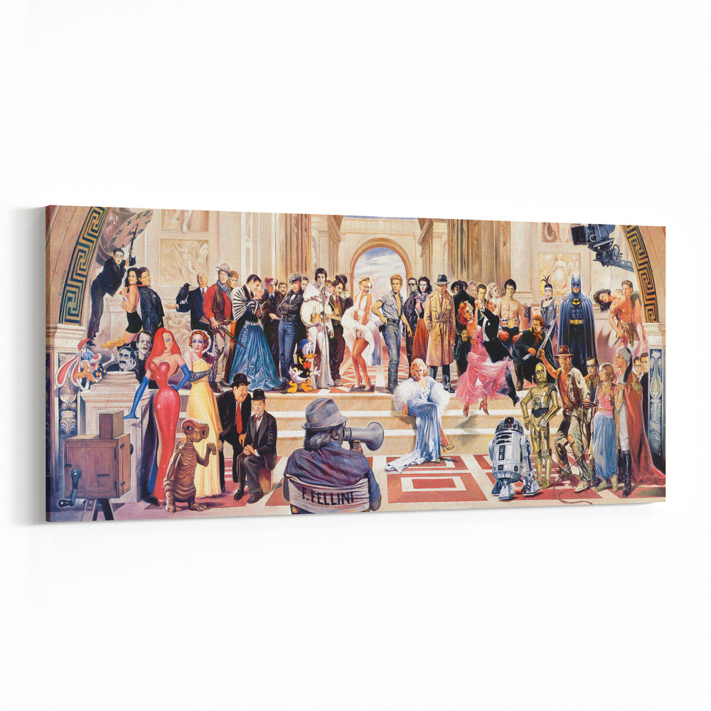 Iconic 150 Movie Characters, Chaplin, The ET, Indiana Jones, Star Wars, Batman, Rocky, Marilyn Monroe, Terminator Blockbuster Canvas Decor.jpg