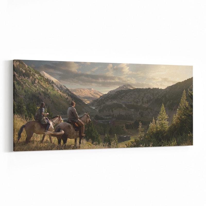 Last of Us Part 2, Ellie and Joel Riding Horses Canvas Wall Art Decor, LOU2, Wall Art, High Quality Canvas Print, Game Poster Gift.jpg