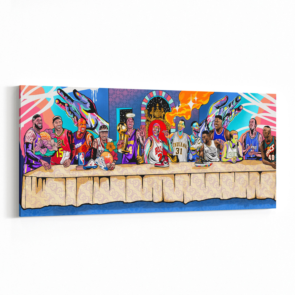Last Supper NBA Players, Last Dinner NBA Players Canvas Poster, Colorful Wall Art, Kobe, Lebron, Jordan Wall Art, High Quality Canvas Print-1.jpg