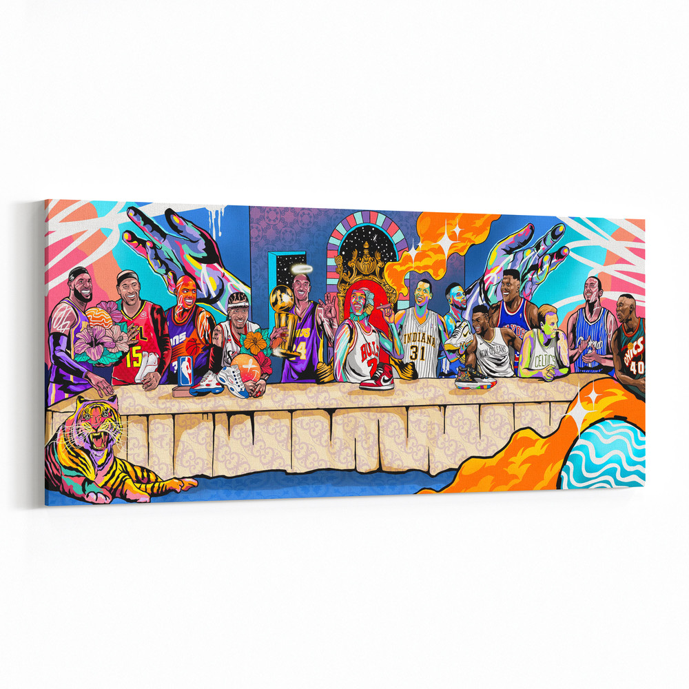 Last Supper NBA Players, Last Dinner NBA Players Canvas Poster, Colorful Wall Art, Kobe, Lebron, Jordan Wall Art, High Quality Canvas Print.jpg