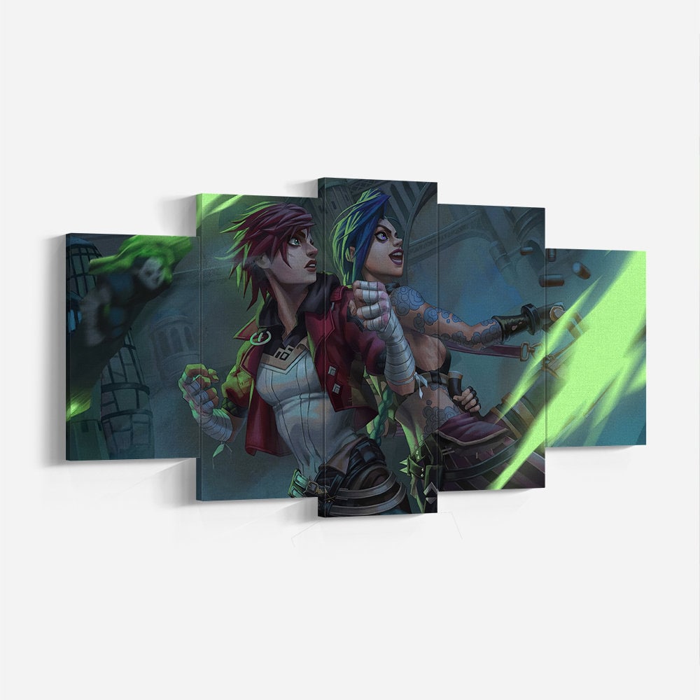 League of Legends Arcane Jinx and Vi, Poster, LOL Artwork, Wall Art, High Quality Canvas Print, Game Poster Gift for LOL Arcane Fans.jpg