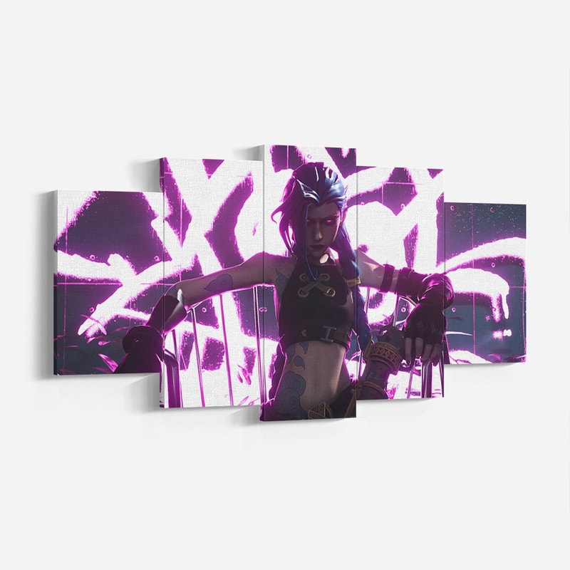 League of Legends Arcane Jinx Poster Print, Wall Decor, Wall Art, High Quality Canvas Print, Game Poster Gift for LOL Arcane Fans.jpg