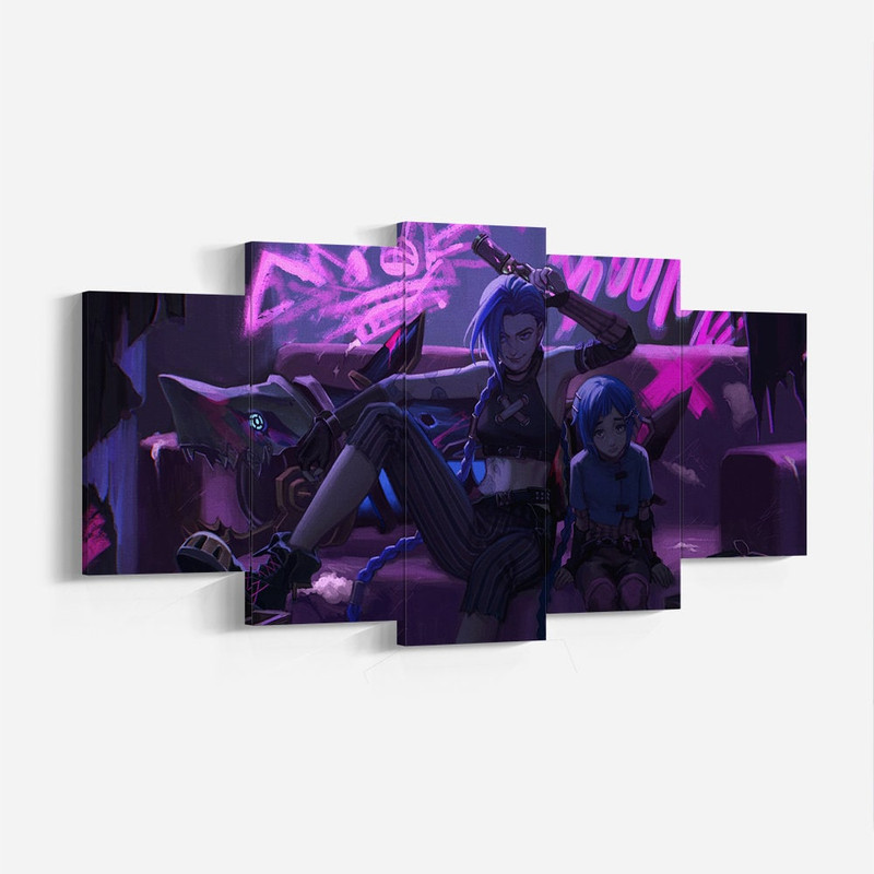 League of Legends Jinx and Vi, Arcane Poster Print, Wall Decor, Wall Art, High Quality Canvas Print, Game Poster Gift for LOL Arcane Fans.jpg