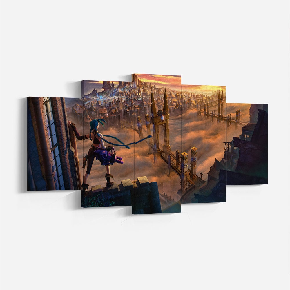 League of Legends Jinx, Arcane Zaun and Piltover City Poster Print, Wall Art, High Quality Canvas Print, Game Poster Gift for LOL Arcane Fan.jpg