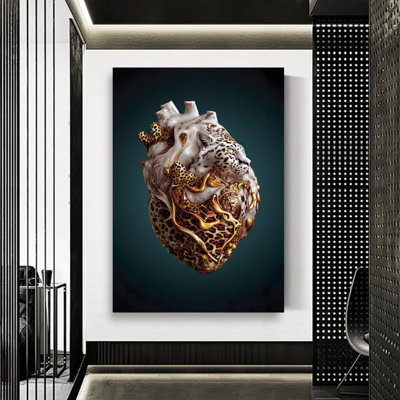 Leopard heart canvas , Heart painting , Heart painting , Heart Wall Art , Spiritual painting , Leopard painting , Posters of heart.jpg