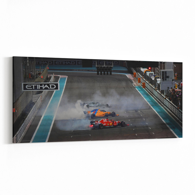 Lewis Hamilton, Sebastian Vettel & Fernando Alonso Do Donuts! Formula 1 Epic Moment, Abu Dhabi Grand Prix, F1 Poster Art, Gift for F1 Fans.jpg