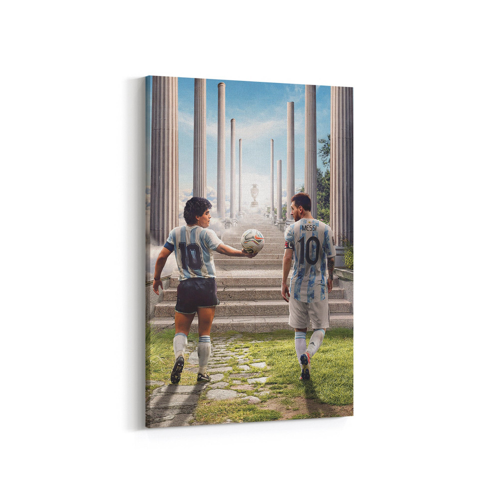 Maradona Giving Hand to Messi, Argentina, Canvas Poster, Wall Art, Wall Decor, Canvas Print Football Poster, Gift for Football Fans-1.jpg