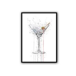 martini cocktail canvas - martini cocktail wall art - cocktail wall art print, martini cocktail pain