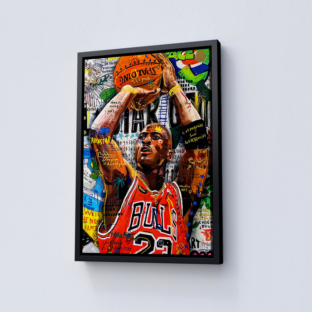 Michael Jordan Banksy Style Canvas Wall Art Canvas Print, Banksy Graffiti Street Art, Graffiti Wall Art, Gift For Michael Jordan Fans-1.jpg